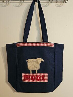 Canvas Tote Bag with Sheep Shetland Wool Design New with Tags